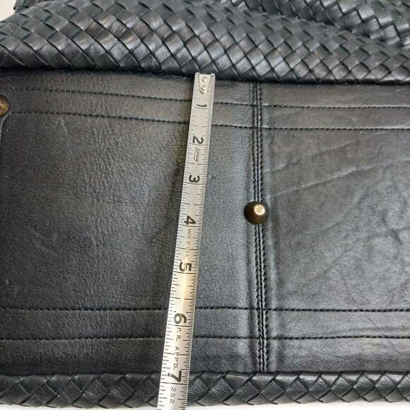 Vintage Valentina Women's Black Wicker Leather Bucket Shoulder Bag - Picture 9 of 12